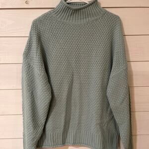 NWT Zesica Blue Chunky Knit Turtleneck Pullover Sweater Size Large